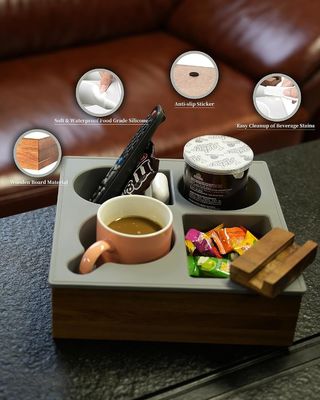 Настраиваемый логотип Мягкий силиконовый Акация деревянный диван Кади для закусок напиток дистанционное управление
