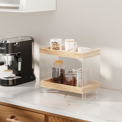 Нескладный шкафчик для макияжа и парфюмерии с деревянной подножкой и акриловой полкой для косметики