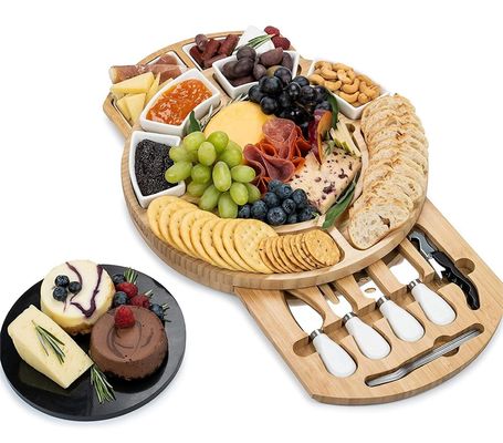 Четырехугольный бамбуковый сыр Поднос и нож для коммерческих покупателей