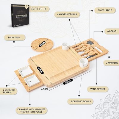 Четырехугольный бамбуковый сыр Поднос и нож для коммерческих покупателей