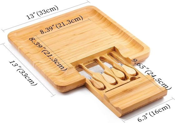Четырехугольный бамбуковый сыр Поднос и нож для коммерческих покупателей