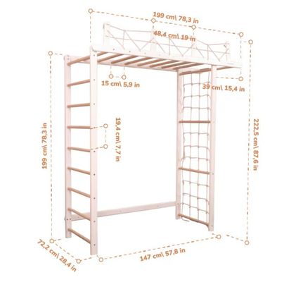 Настраиваемый детский джунгли тренажерный зал с дополнительным веревочным аксессуаром и детским мобильным