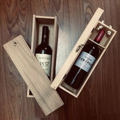 Одно бутылочко Неоконченное сосновое деревянное вино упаковка корпус индивидуальная обработка печати
