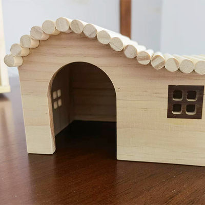 Подарок Крафтовый животный кровать Промышленный деревянный еж Дом для восхождения Милая натуральная древесина