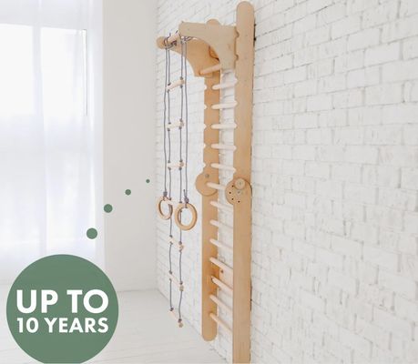 202405 Шведская лестница 4 в 1 Детская тренажерная с треугольником и детским столом