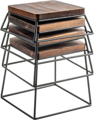 Высокое количество сгоревшей древесины черный металл проволока квадратная пищевая экспозиция деревянные пиццерии