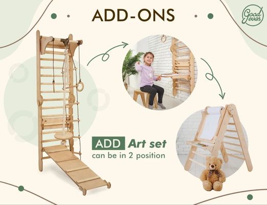 202405 Шведская лестница 4 в 1 Детская тренажерная с треугольником и детским столом