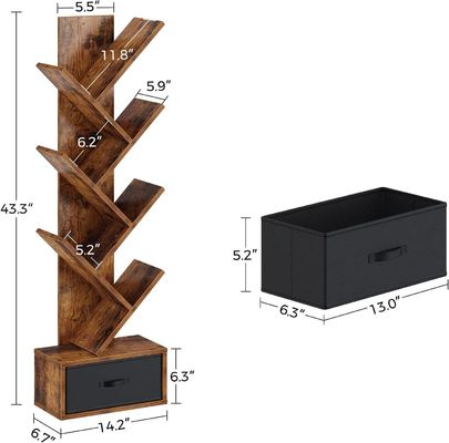 Ручная работа 7-уровневая промышленная деревянная винтажная стойка для хранения деревянная книжная полка с открытыми полками