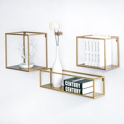 Нет надувная деревянная стенная полка с современным дизайном металлических и твердых деревянных полок