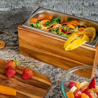 Нержавеющая сталь Кухонный компостный бак с складной крышкой и ржавчиной вставка по вашему запросу