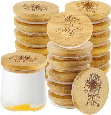 Деревянные простые бамбуковые крышки для банок с силиконовыми герметическими кольцами