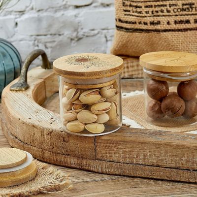 Деревянные простые бамбуковые крышки для банок с силиконовыми герметическими кольцами