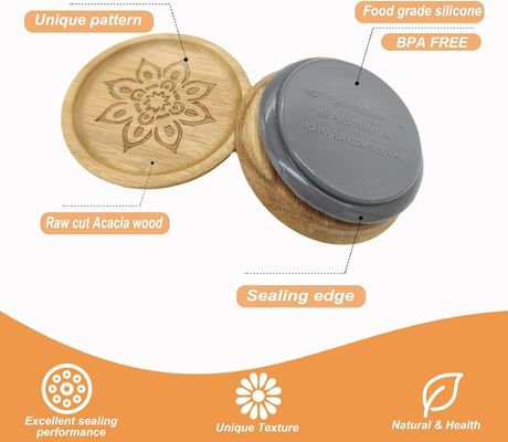 Контейнеры из высокоборосиликатного стекла 6Pcs с деревянной гладкой крышкой и бамбуковой крышкой
