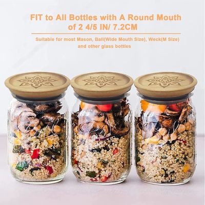 Контейнеры из высокоборосиликатного стекла 6Pcs с деревянной гладкой крышкой и бамбуковой крышкой