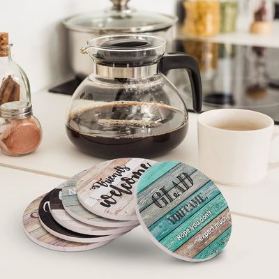 Мраморные саркастические абсорбентные каменные пробковые подставки для напитков с держателем