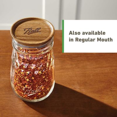 Не разлив Custom Size Logo 5-пакет Широкий коричневый акация деревянный шар банка деревянные крышки для хранения