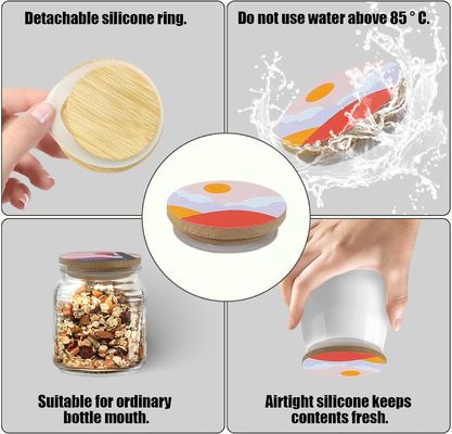 8 Силиконовые кольца с цветными узорами и бамбуковыми крышками