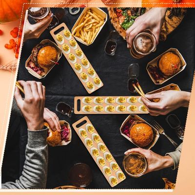 День Благодарения, яичная поднос, сэкономить место с этой деревянной тарелкой с 12 отверстиями