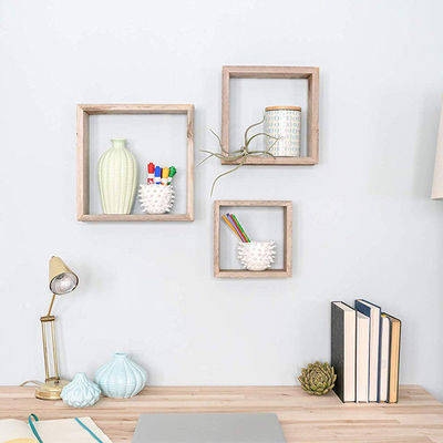 Организуйте свое пространство с помощью 3 классических натуральных твердых деревянных стенных плавучих полков