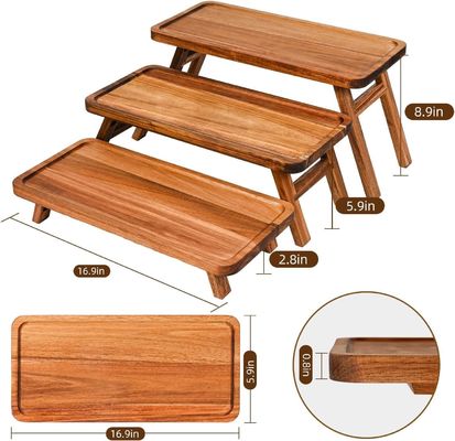 3 уровень деревянный пирожные вышка дисплейный стенд Акация дерево складной сервирующий поднос для части