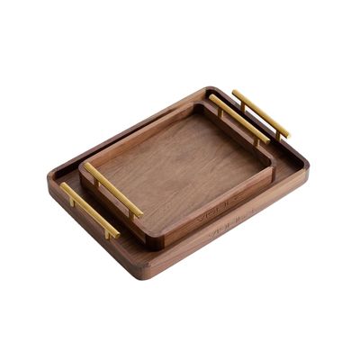 Рустические латуниные ручки ореховый деревянный кофейный стол Поднос для десертов Торты чашки для чая ручной работы