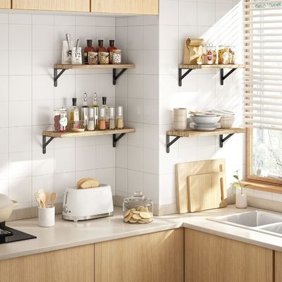 Популярный цветовой набор из 5 деревянных деревянных полков для декора ванной комнаты