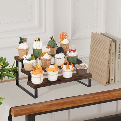 Функция деревянного стенда для дисплея сэкономить пространство 3 уровень Кухонный счетчик специйный столешничный организатор