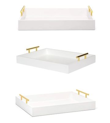 Приемлемый белый деревянный поднос с ручками из дерева акации