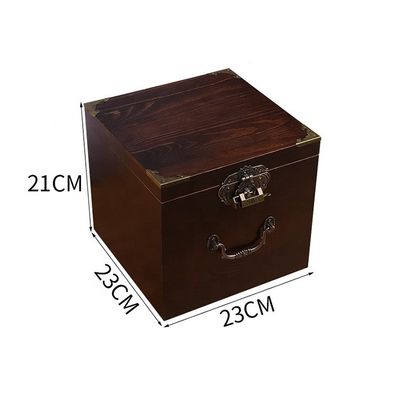 Настраиваемый логотип Приемлемый винтажный стиль Деревянная ювелирная коробка для подарков с замком и ключом