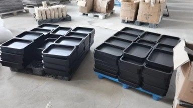 202406 Черная деревянная поднос для подачи пищи Акациевый деревянный материал