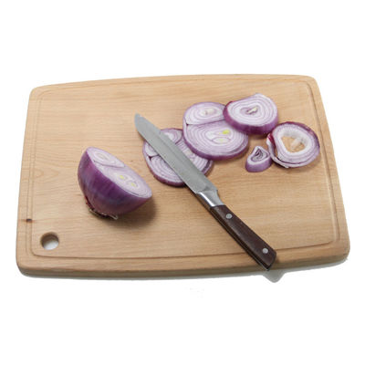 Функциональная и долговечная плоская деревянная буковая режущая доска с печатным рукоятком