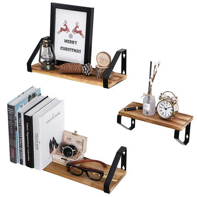 Рустическая деревянная стенная полка для книги DIY и организации малых растений в ручном дизайне