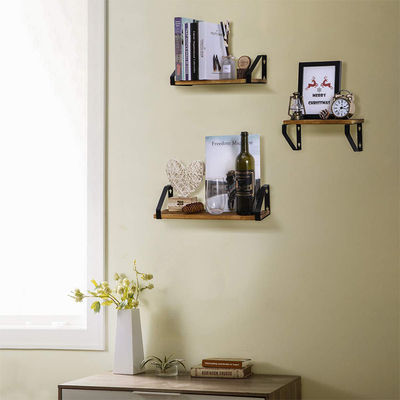 Рустическая деревянная стенная полка для книги DIY и организации малых растений в ручном дизайне