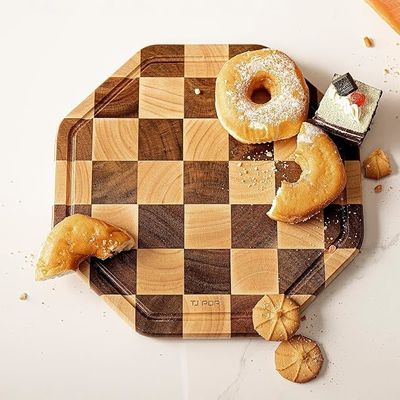 Настраиваемая 12X12X0.8 дюймовая деревянная акациевая октагонная доска с соковой канавкой