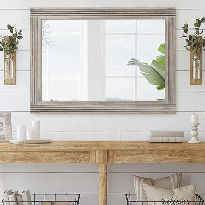 Деревянное стеклянное зеркало для ванной массивная деревянная рама деревянная ферма