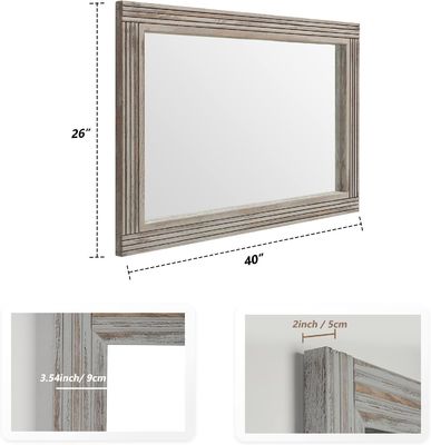 Деревянное стеклянное зеркало для ванной массивная деревянная рама деревянная ферма