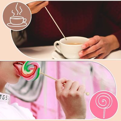 100PCS 6дюймовые рок-конфеты с шариками из дерева