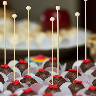 100PCS 6дюймовые рок-конфеты с шариками из дерева