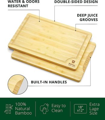 Настройка на заказ 18х12 дюймов Бамбуковая деревянная доска для резки Устойчивый деревянный простой цвет