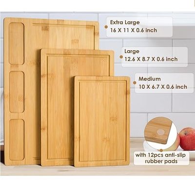 Популярный пользовательский бамбуковые режущие доски для кухни набор из 3 с соковой канавкой