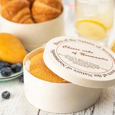 Настроенный логотип эпопольной коры или настроенный круглый деревянный фанера фрукты контейнер для экологически чистых
