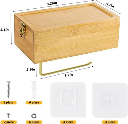 Столовой или спортивный бамбуковый настенный носитель туалетной бумаги с коробкой для хранения влажных тканей