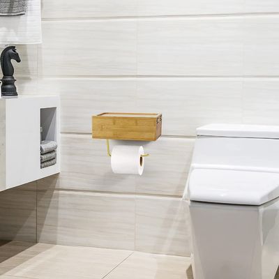 Столовой или спортивный бамбуковый настенный носитель туалетной бумаги с коробкой для хранения влажных тканей