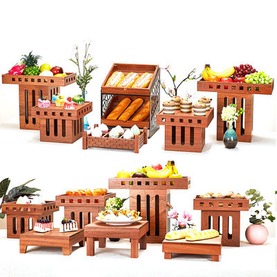 Настраиваемый логотип приемлемый 3 уровня деревянный пирог фруктовый дисплей для десерта