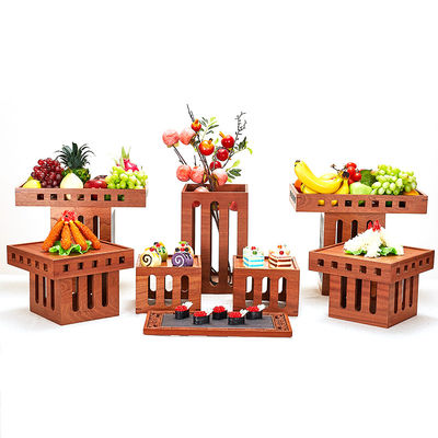 Настраиваемый логотип приемлемый 3 уровня деревянный пирог фруктовый дисплей для десерта