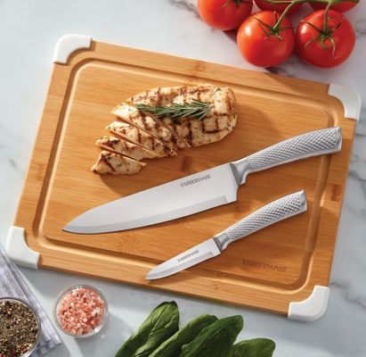 11x14 дюймовая бамбуковая режущая доска с соковой канавкой и белой защитой уголков