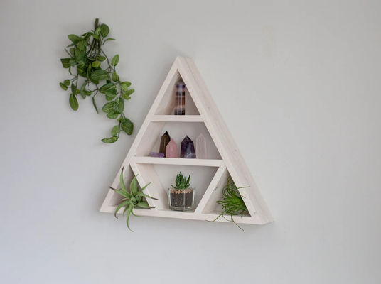 Минималистский дизайн Деревянный треугольный стенный пол кристаллических экранов для домашнего хранения