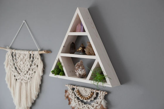 Минималистский дизайн Деревянный треугольный стенный пол кристаллических экранов для домашнего хранения