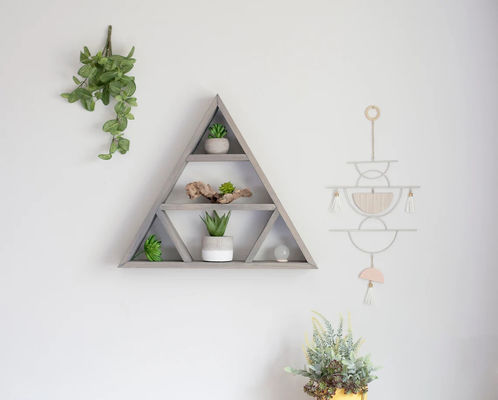 Минималистский дизайн Деревянный треугольный стенный пол кристаллических экранов для домашнего хранения