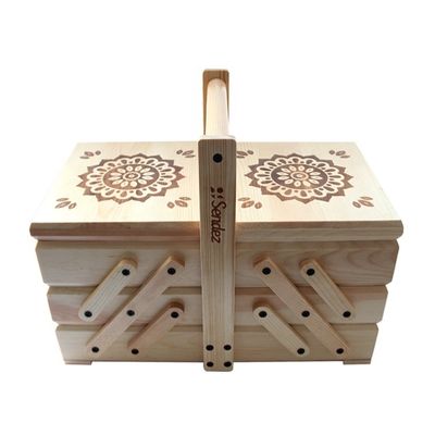 3 уровень складной кантилеверной швейной шкатулки с ручкой 38x23,5x30 см сгоревшей отделки